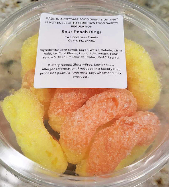 Freeze Dried Sour Peach Rings - Two Brothers Treats