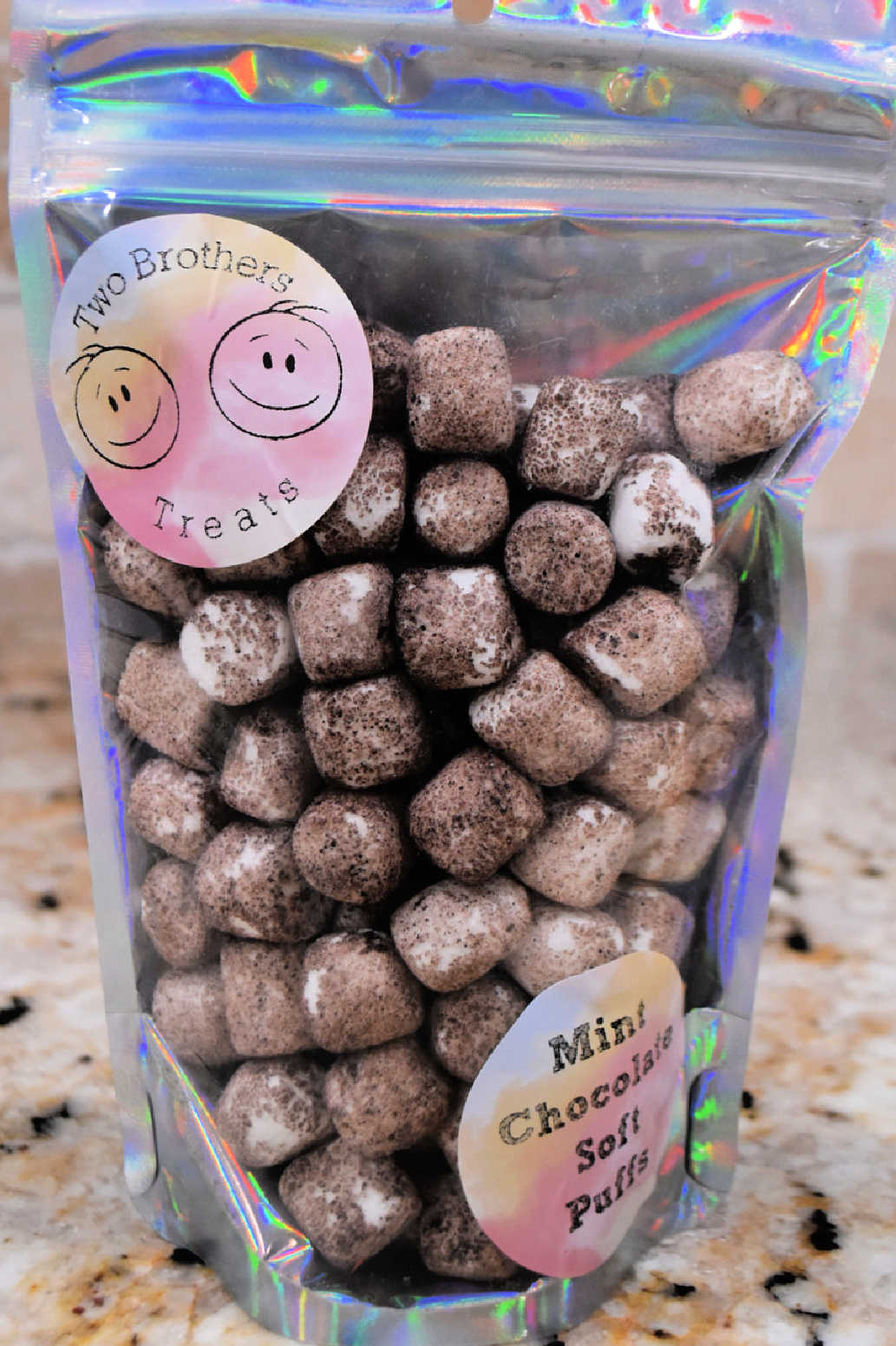 Freeze Dried Mint Chocolate Mini Marshmallows - Two Brothers Treats